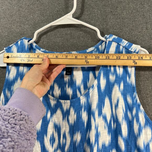 Denim & Co. Beach Tall Printed Knit Linen Blend Midi Dress Blue Ikat Tall XL - Picture 6 of 16